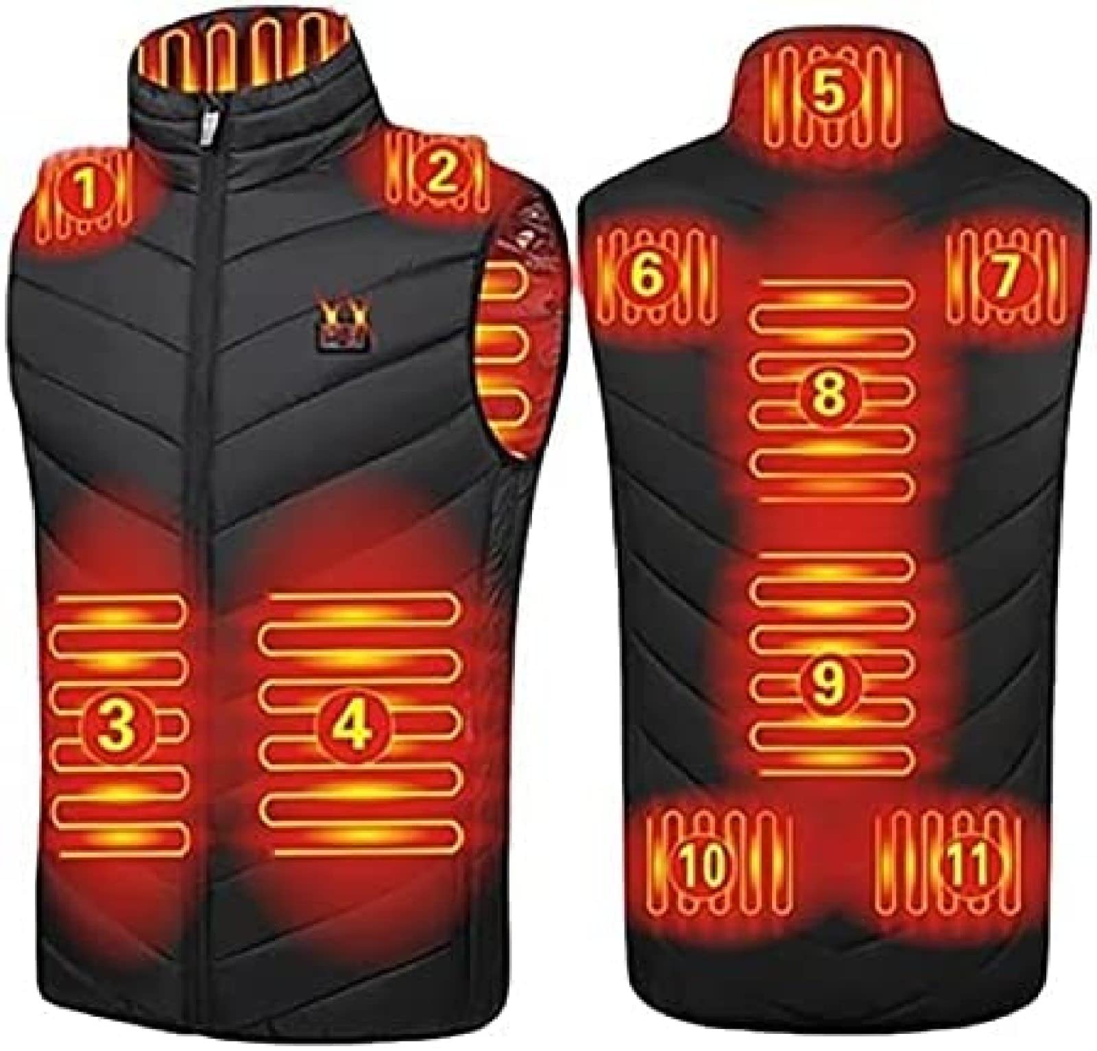 Arceen Unisex Black Heated Vest Jacket For Men And Women, Usb Charging Heating Vests 11 Zones Heated Clothes For Warmth, Outdoor,,S