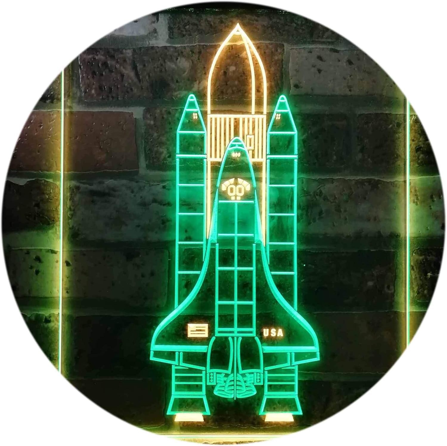 ADVPRO Space Shuttle Rocket Spacecraft Dual Color LED Neon Sign Green & Yellow 12" x 16" st6s34-i1173-gy
