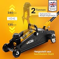 JCB Hidraulikus Emelő Kocsi 2T - Mély Emelő 135-340 mm, 2000 kg Teherbírás, 360° Kerekek, Gumi Védelem, Biztonsági Szelep, Autóemelő 2