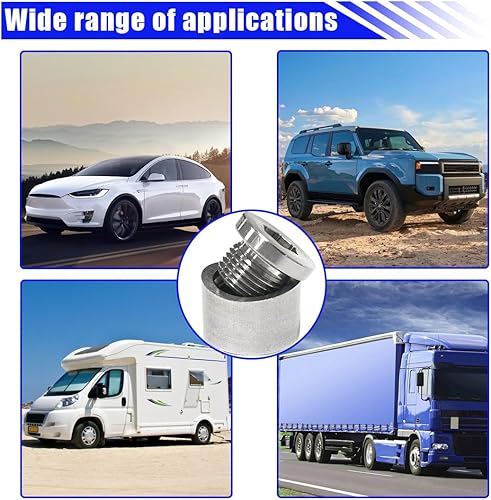 Miniatura 6 de Tapones y tapones de montaje del sensor de oxígeno M18 X 1.5, tapón de tuerca con muescas de acero inoxidable (2 unidades)