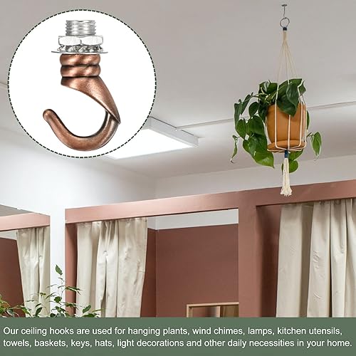 Miniatura 9 de YOKIVE 2 ganchos de techo de aleación M10, colgador de accesorios colgantes galvanizados  Lámpara de araña colgante, ideal para el hogar (negro,