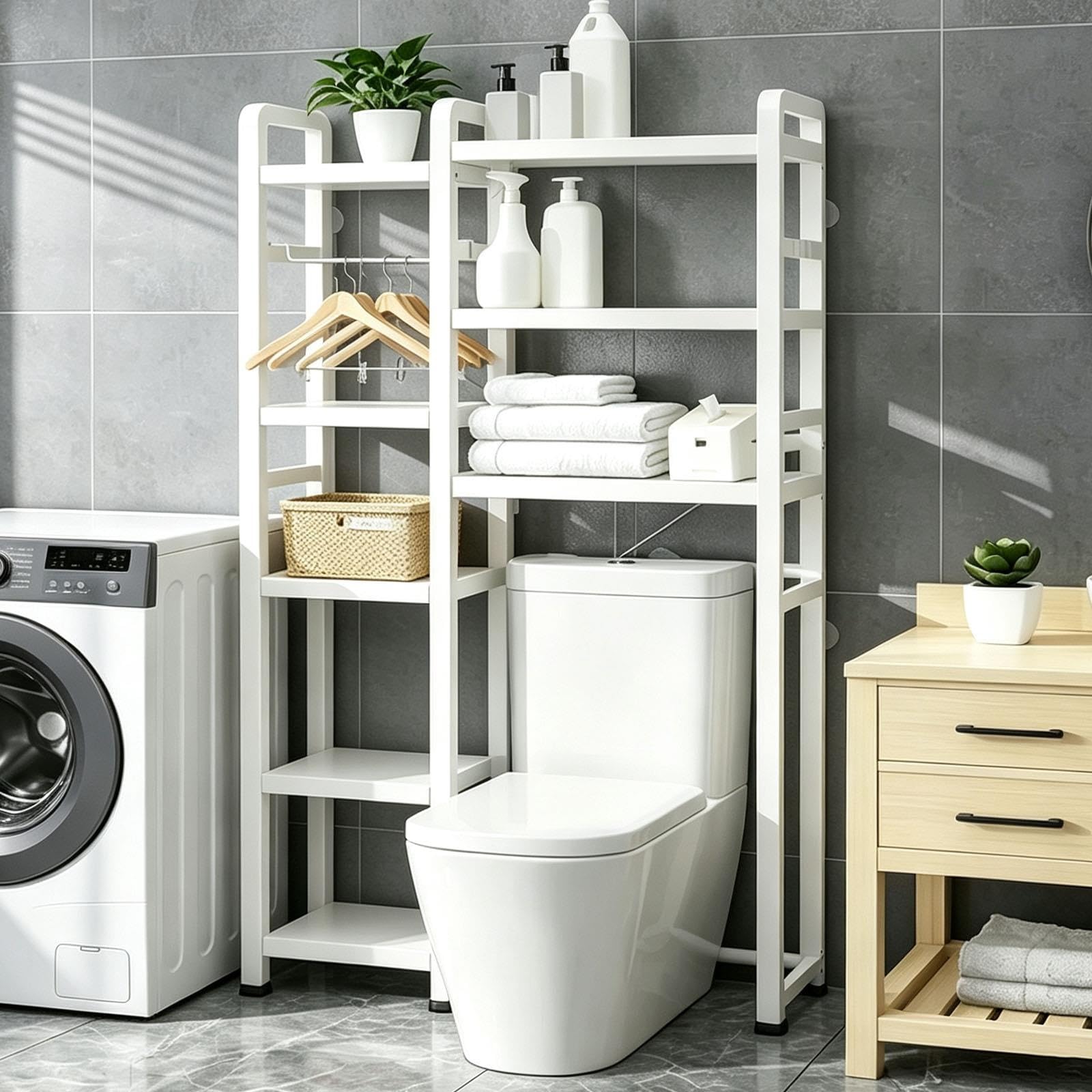 Mobile Lavatrice Rangement WC Meuble Machine à Laver avec Rangement