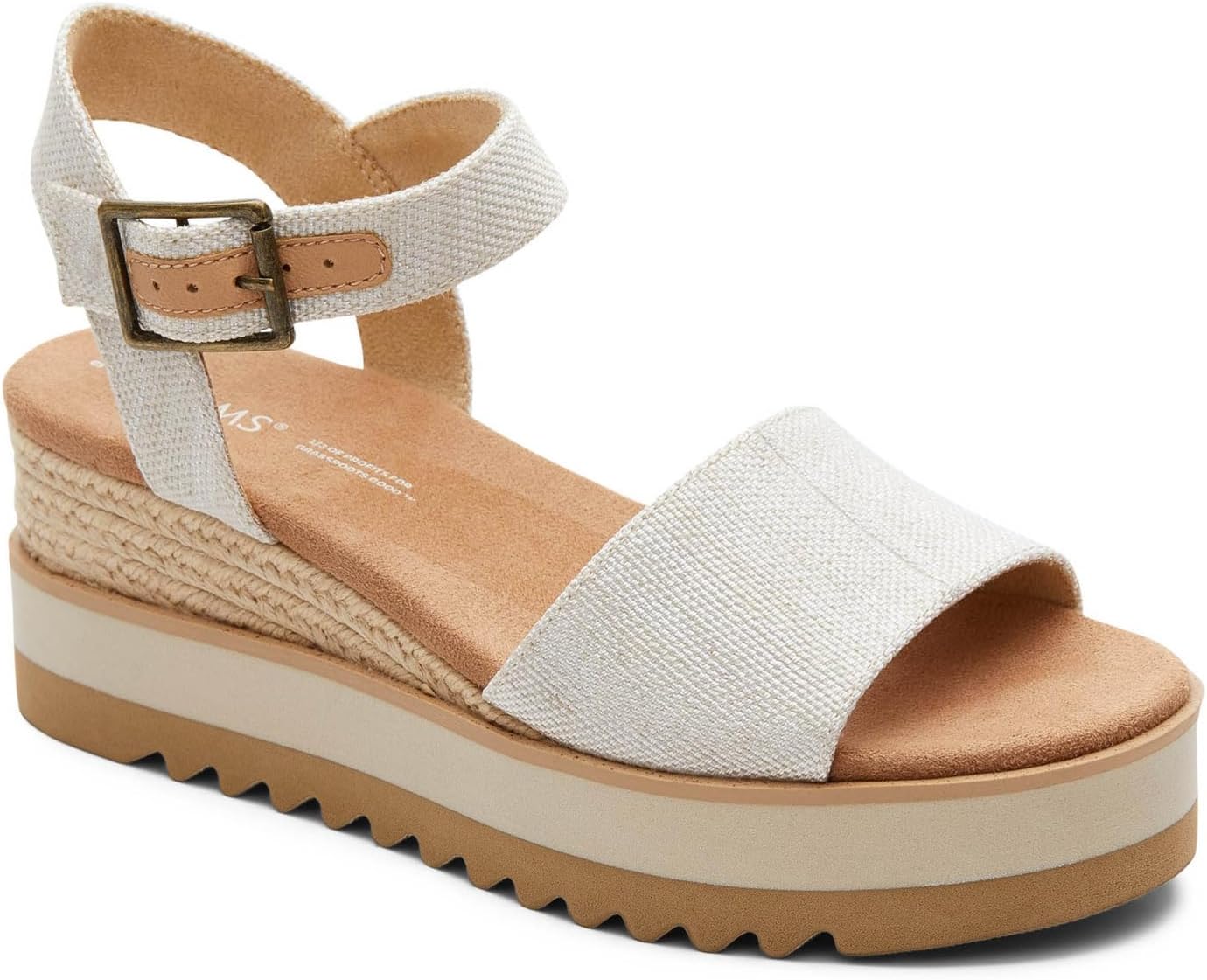 TOMS Women's Diana Wedge Heel Sandal, Leather Upper, Rope-Wrapped Midsole, Adjustable Strap, Buckle, OrthoLite Insole