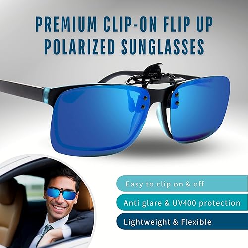 Miniatura 9 de BLUE CUT Lentes de visión nocturna polarizados con clip UV-400 para usar sobre gafas graduadas para conducir por la noche
