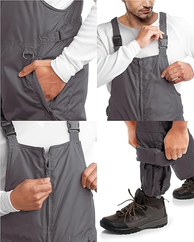 Miniatura 4 de Overol con peto para hombre, con aislamiento, impermeable, pantalones de nieve con correa de hombro, pantalones de snowboard con bolsillos (S-2XL)