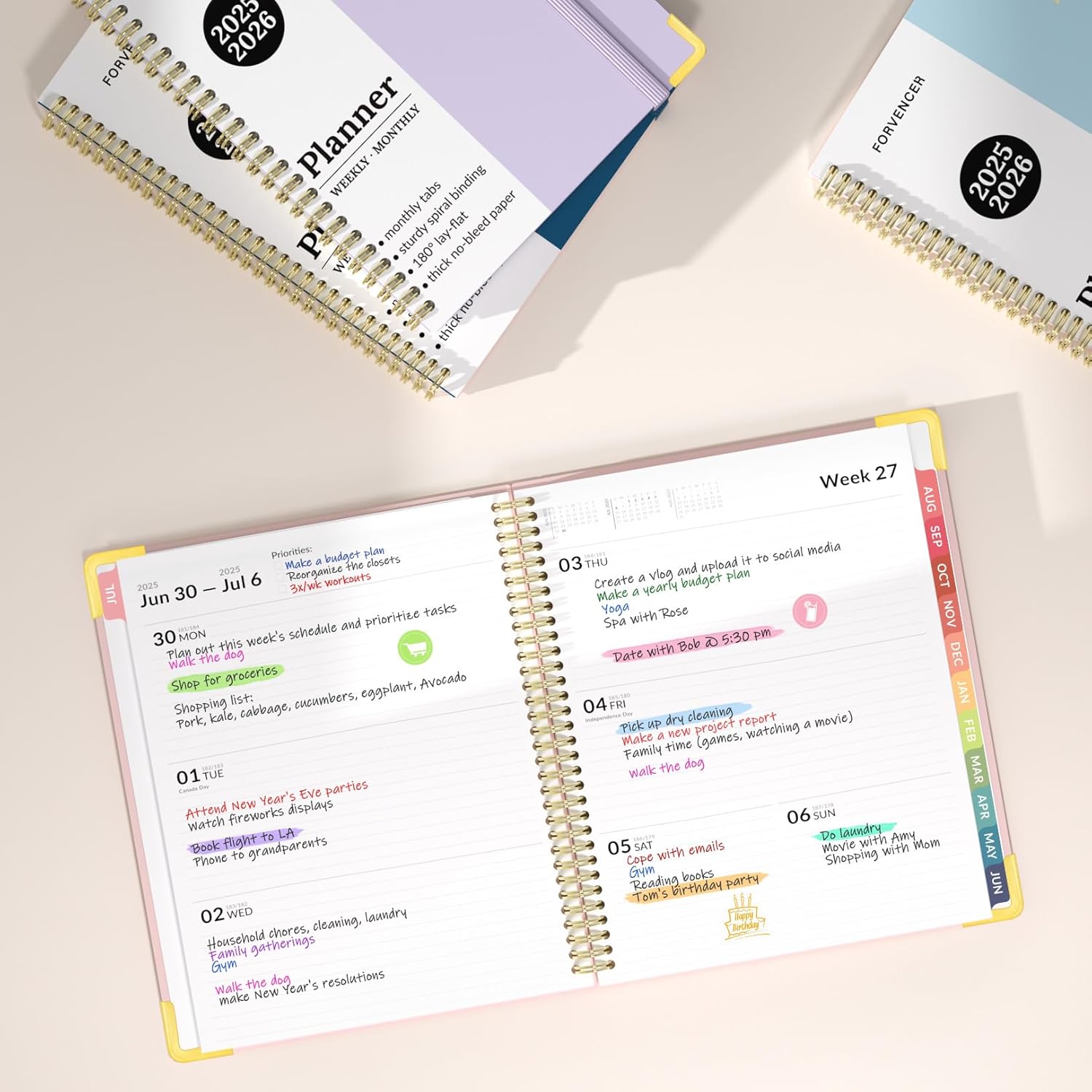 Academic Planner 2025-2026, Forvencer July 2025-June 2026 Weekly and Monthly Calendar Planner, 8.5" X 11", Hardcover Teacher School Supplies, Daily Agenda Book with Inner Pocket, Cute Office Home Notebook College Student Classroom Organizer with Tabs, A4, Green Green 8.5" x 11" image 7 of 7 B0DDXVYT52