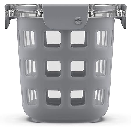 Ello DuraGlass Rounds Glass Food Storage Containers - Meal Prep Bowls with Silicone Sleeve and Airtight Lids, 3 Cup, Gray