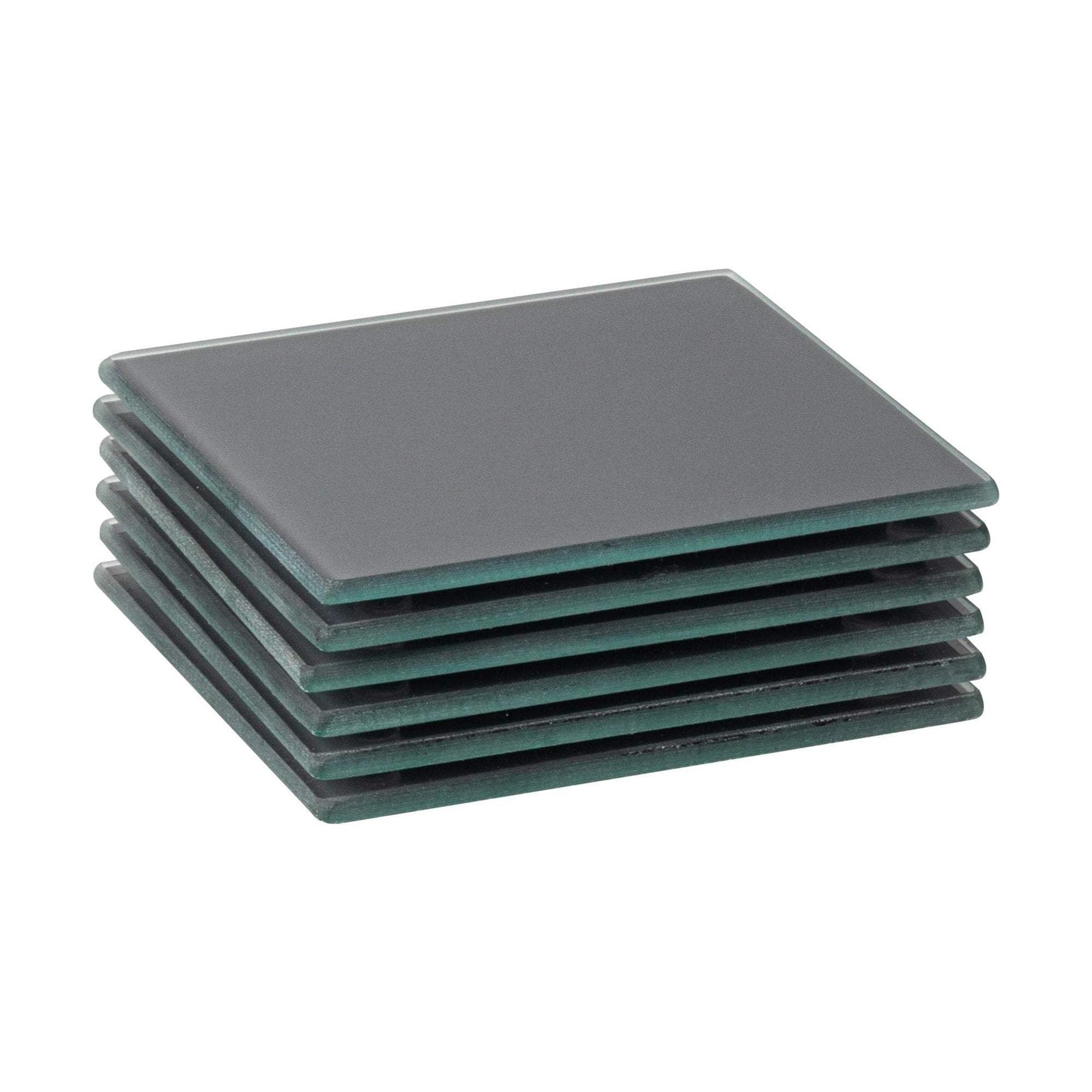 Harbour Housewares Grey Glass Coasters - Square - 10Cm - Pack Of 6 - Tabletop Protection Mat Drink Coaster Decorative Dining Placemat For Cups, Mugs