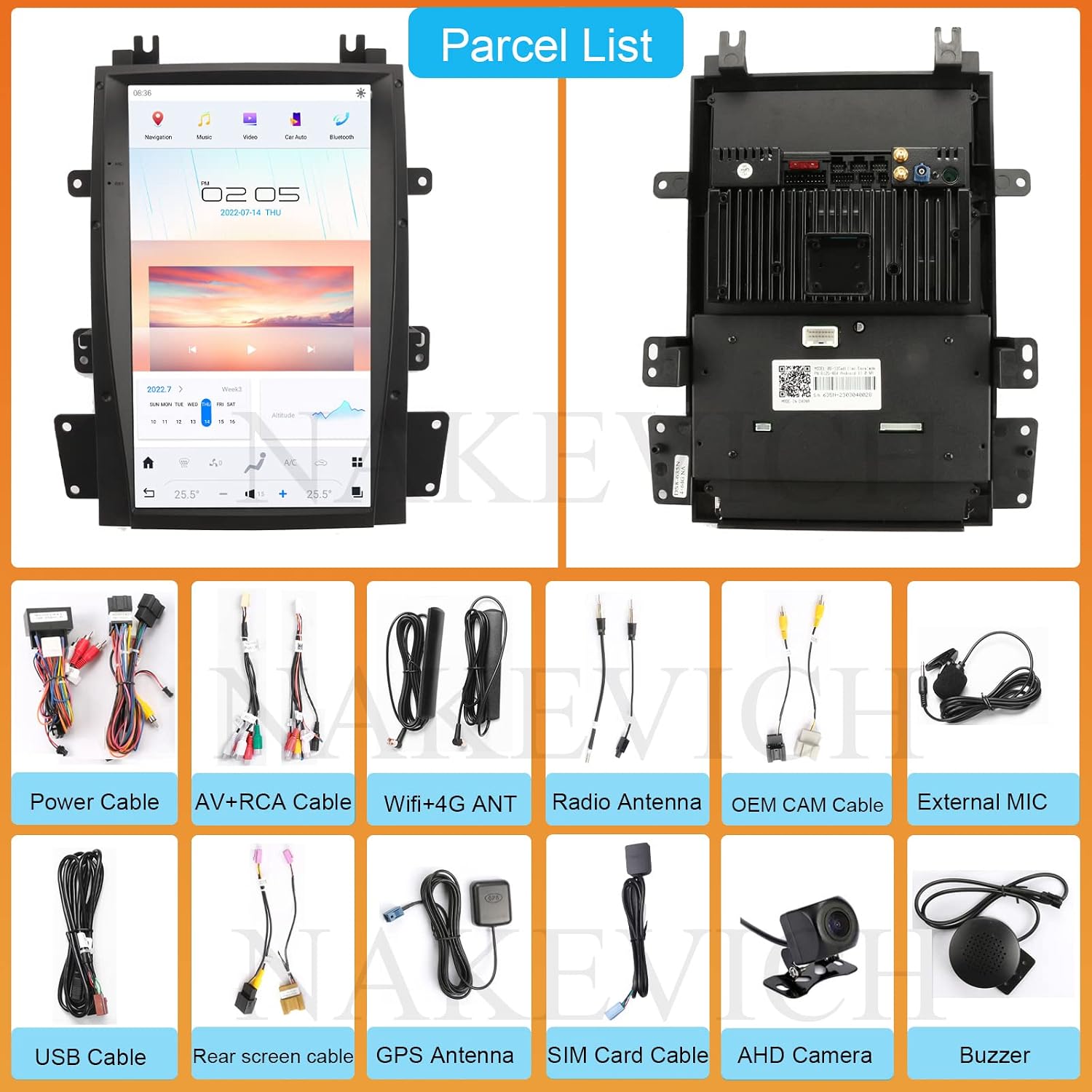 13.6 inch Qualcomm Android 11 Car Radio for Cadillac Escalade 2007-2014 Stereo Upgrade Tesla Style Touch Screen Android Auto GPS Navigation Head Unit Audio Multimedia Player 8GB + 128GB