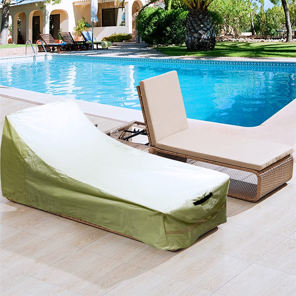 UCARE 2pcs Patio Chaise Lounge Chair Cover Waterproof 420D Oxford Dust-Proof Chaise Sunloungers Covers Protector for Garden Yard Outdoor Furniture Recliner Cover
