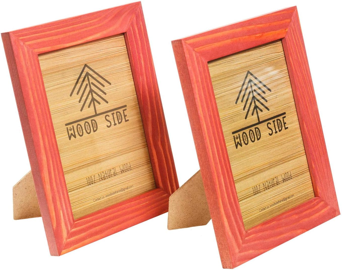 Rustic Wooden Picture Frames 8x10 - Red - Set of 2-100% Natural Eco Solid Wood and High Definition Real Glass for Wall Hanging Photo Frame