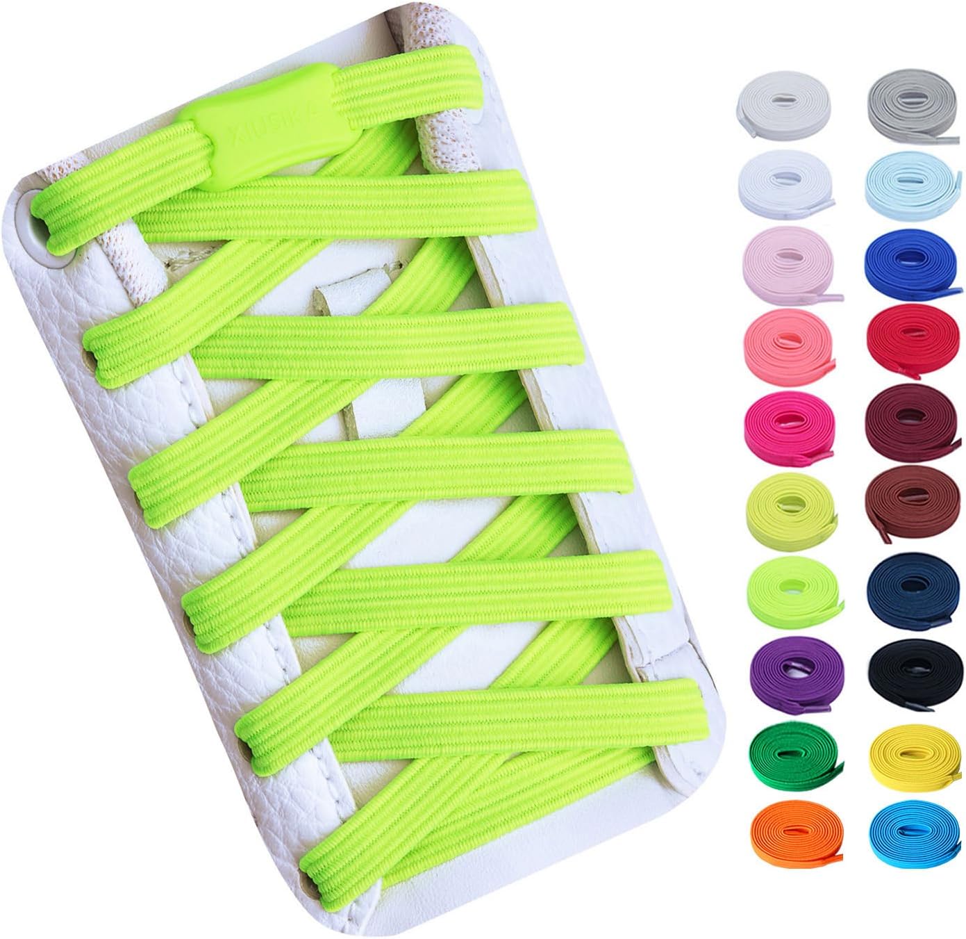 No Tie Elastic Shoelaces for Kids, Adults, Adjustable Tieless Shoe Lace