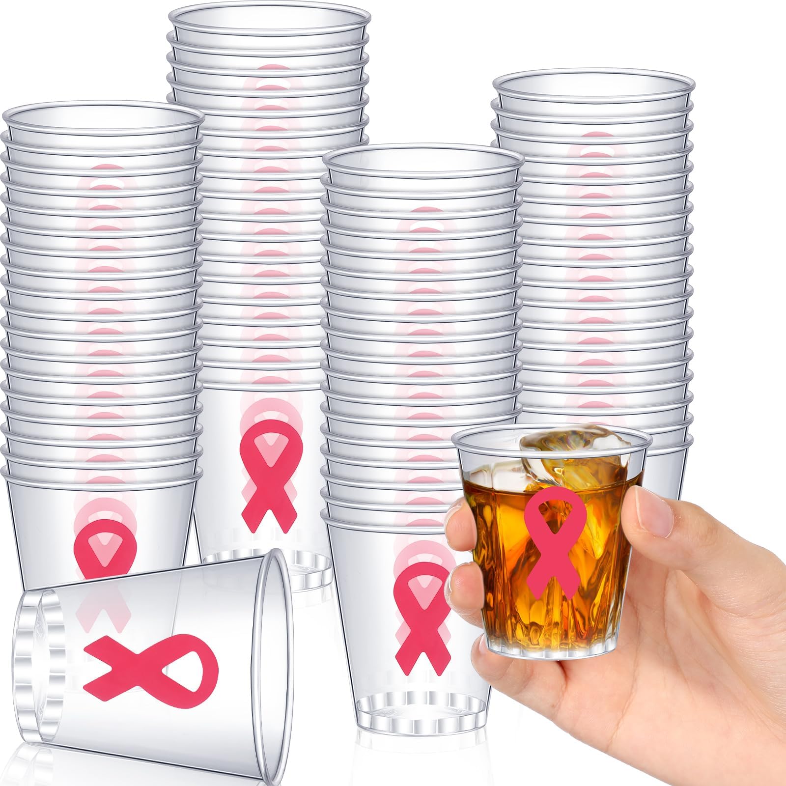 Amazon.com: Roshtia 200 Pcs 2 oz Breast Cancer Awareness Cups Pink ...