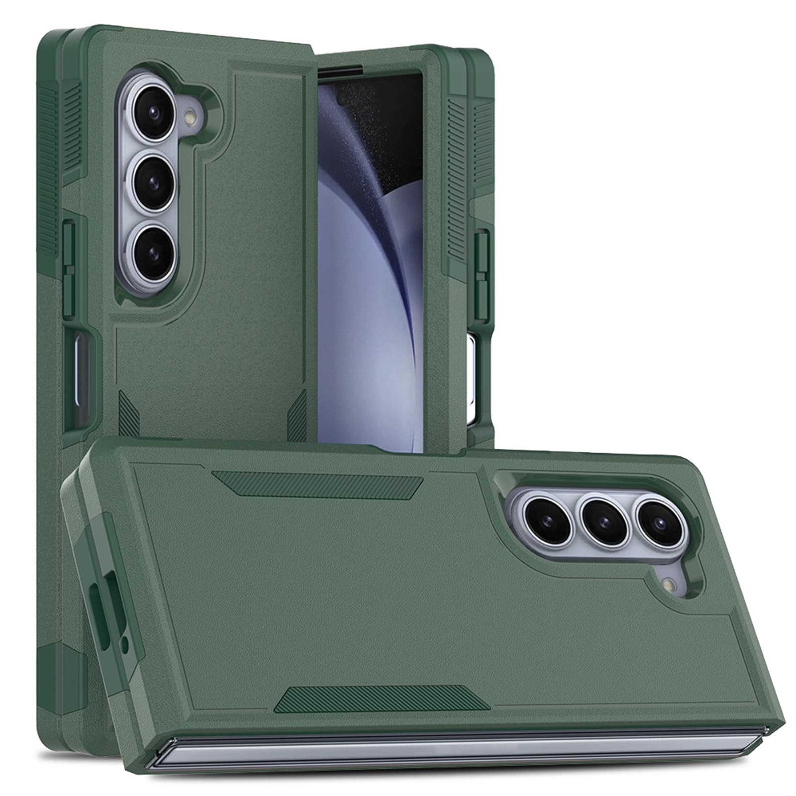 Odporne na wstrząsy etui do Samsung Galaxy Z Fold 6, TPU i PC hybrydowa twarda obudowa dwuwarstwowa ochrona przed upadkiem etui, brązowe, składane 6