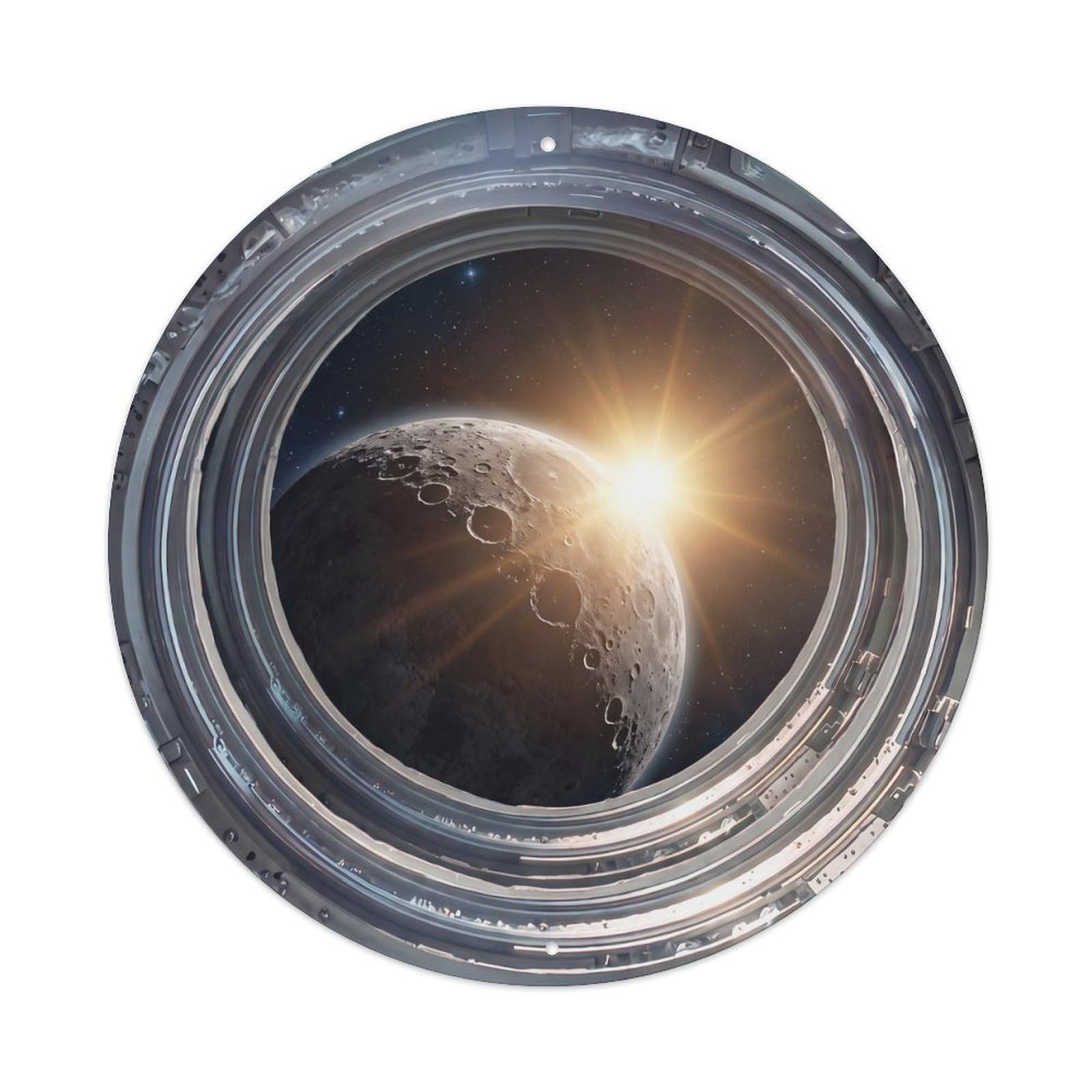 Metal Tin Sign Small Rocky Planet from Space Station Porthole