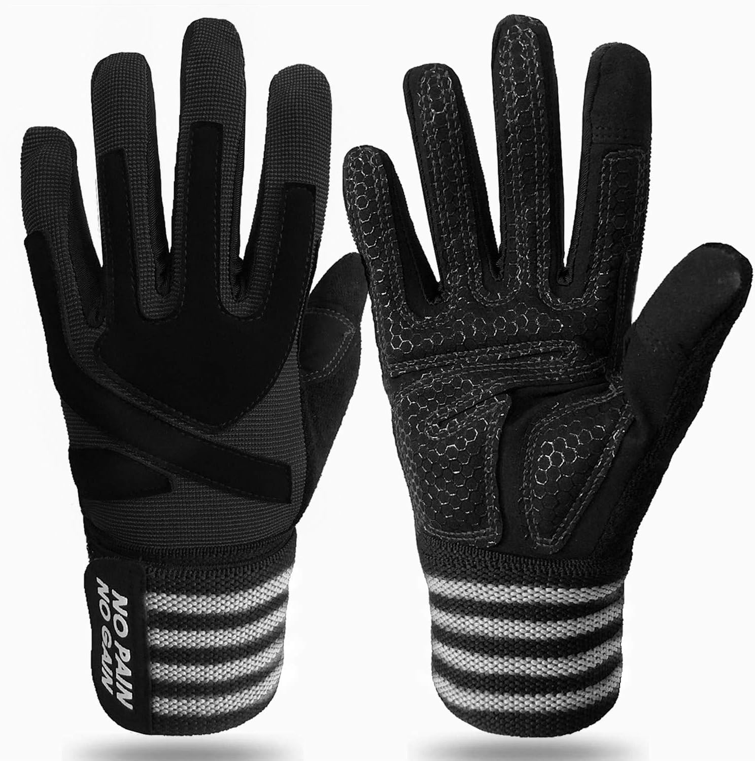 FINGER TEN Weight Lifting Gloves Gym with Wrist Support for Men Women Full Palm Protection Grip, Work Out Gloves fit Pull Ups Sport Training Fitness… (Black, XXL)