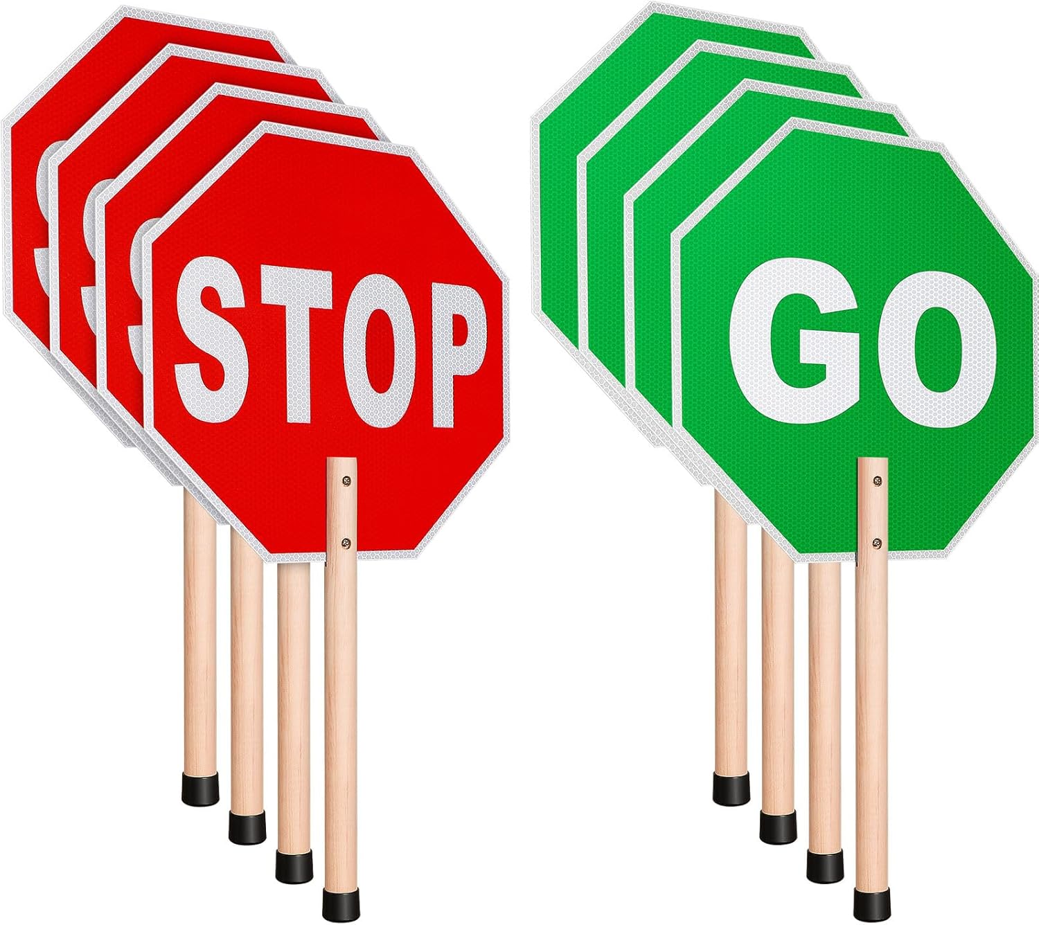 Taiyin 4 Pcs Stop Slow Sign Traffic Warning Reflective 13x13 Paddles Octagon Rust Free Aluminum Crossing Guard with Handle UV Protected Waterproof, Weather Resistant for Flaggers