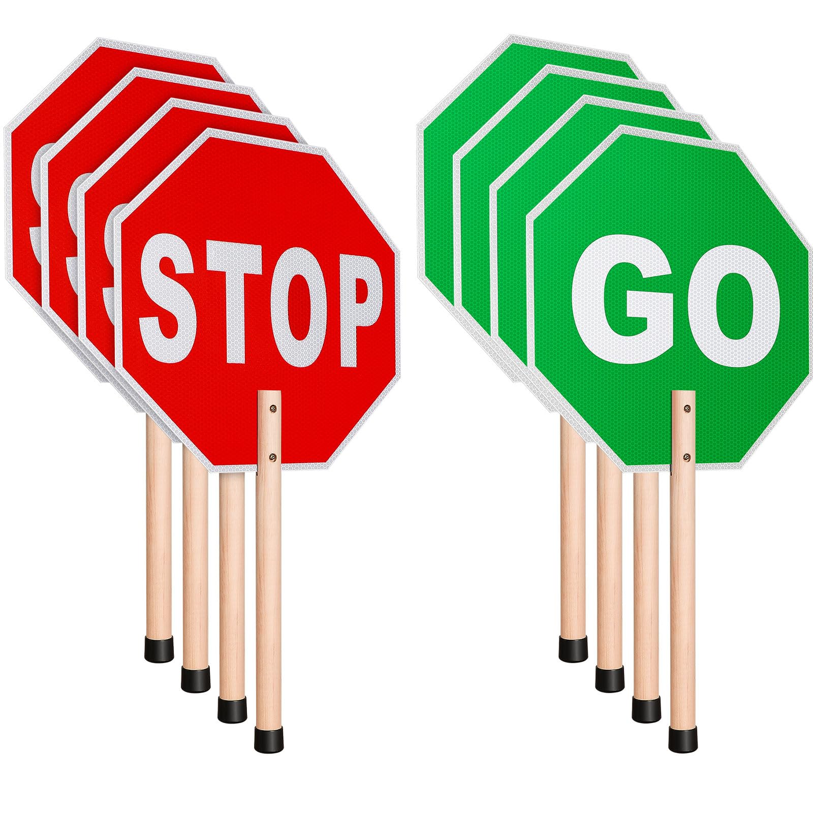 Taiyin 4 Pcs Go and Stop Sign with Handle Traffic Warning