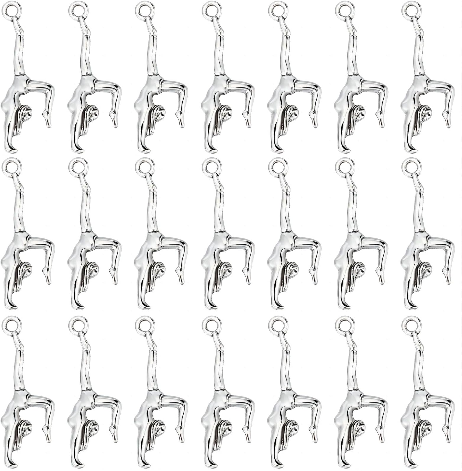 SUNNYCLUE 1 Box 80Pcs Gymnast Charm Gymnastic Charms Sports Bulk Tibet Style Alloy Dance School Cheerleader Gymnastic for jewellery Making DIY Bracelet Necklace Earring Craft
