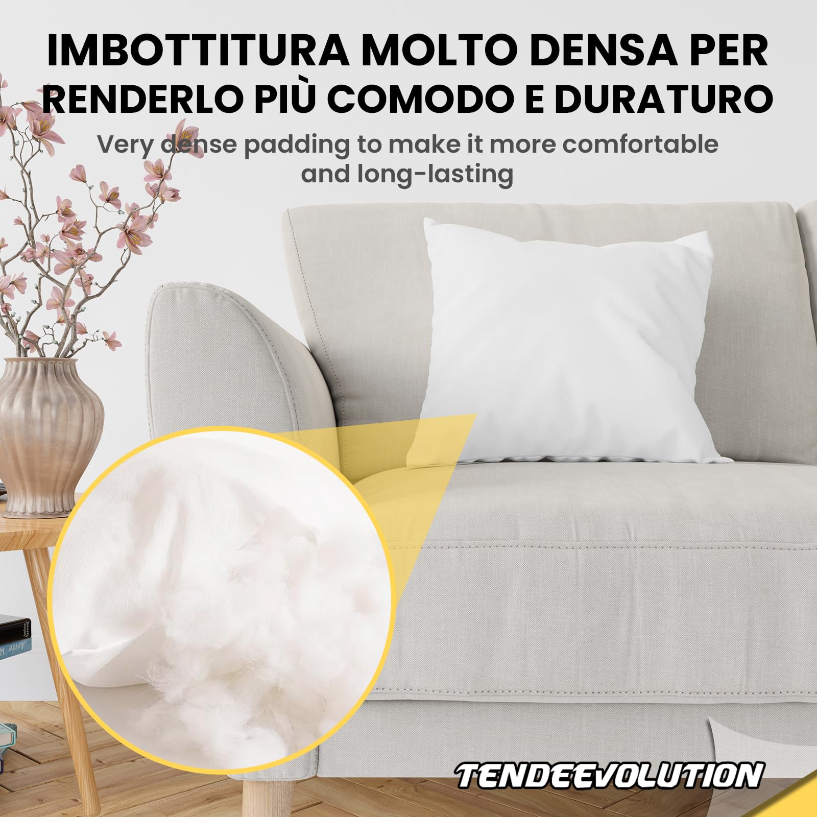 Cuscino divano TENDEEVOLUTION 70x70 cm Poliestere Anallergico Fodera TNT