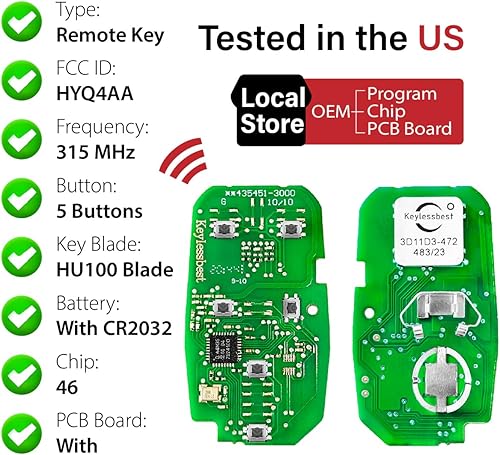 Miniatura 4 de Keylessbest Reemplazo para Chevrolet Cruze XL7 Sonic Volt Bolt Spark Key Fob Control remoto HYQ4AA 5 botones 315MHz 2017 2018 2019 2020