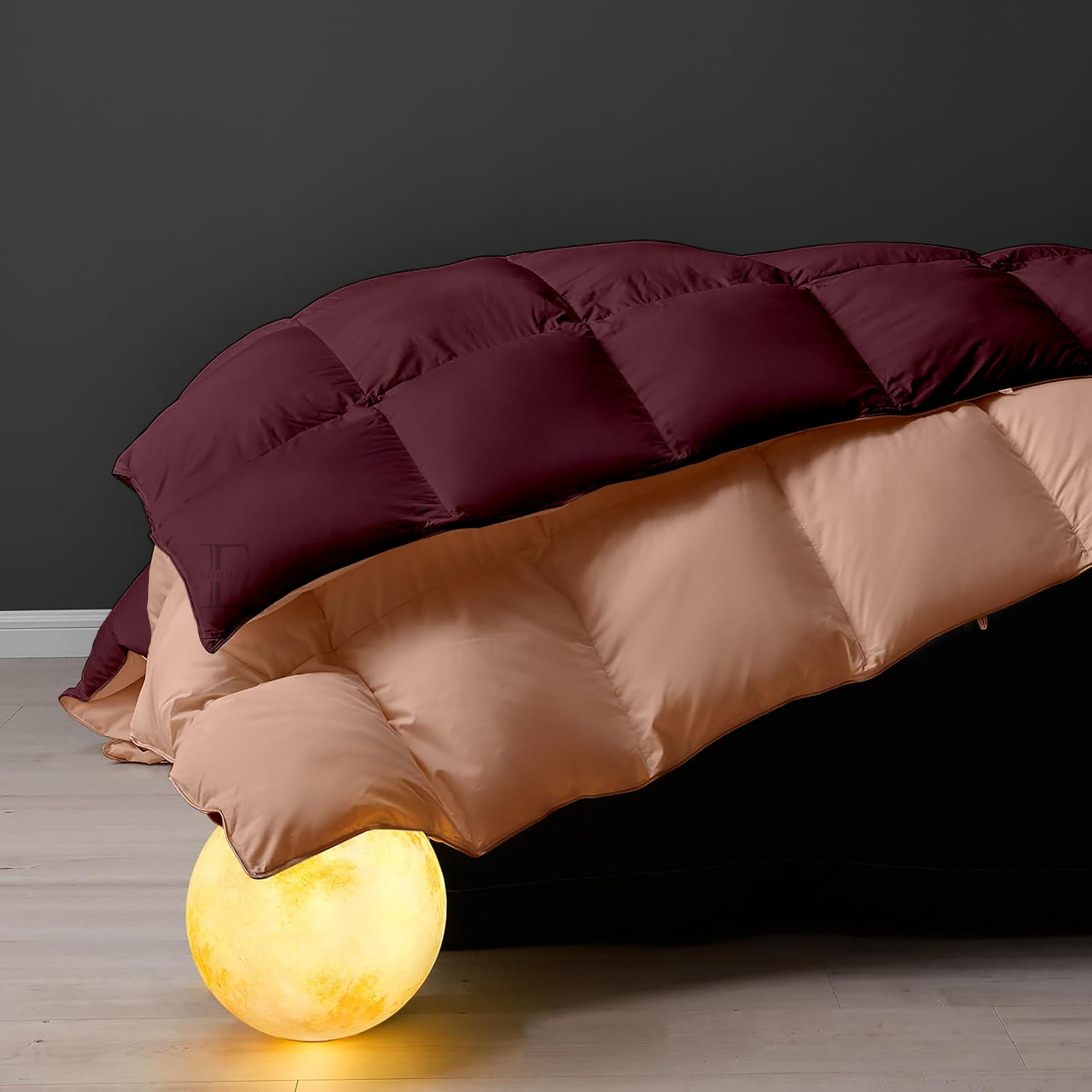 EDMUND - Winter Blanket 400 GSM Microfiber Duvet Reversible Comforter for King Size Bed Comforter (92" x 106") Inches - 400 GSM Comforter | Peach & Wine 2