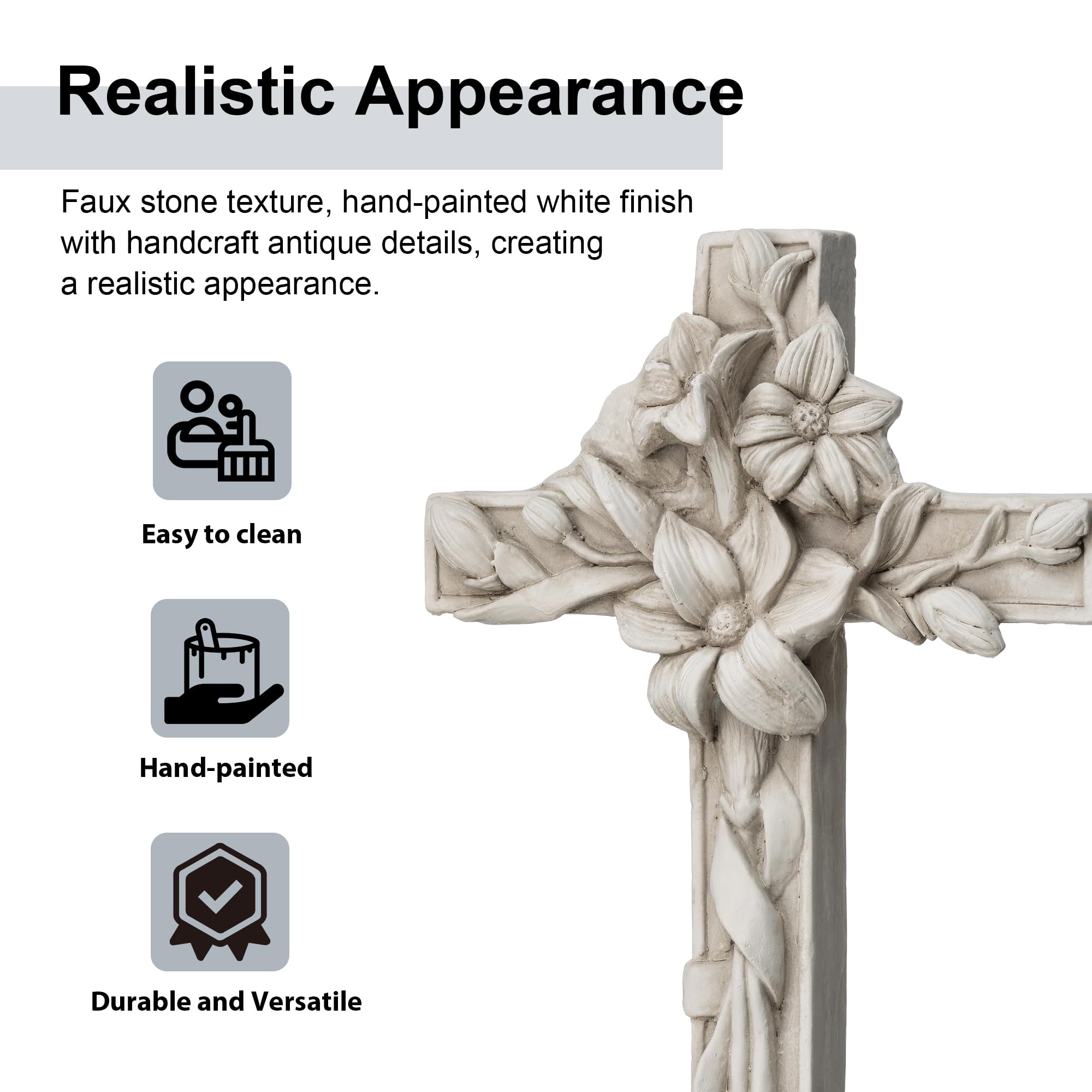 Amazon.com: Glitzhome Holy Cross with Lily Garden Statue MGO