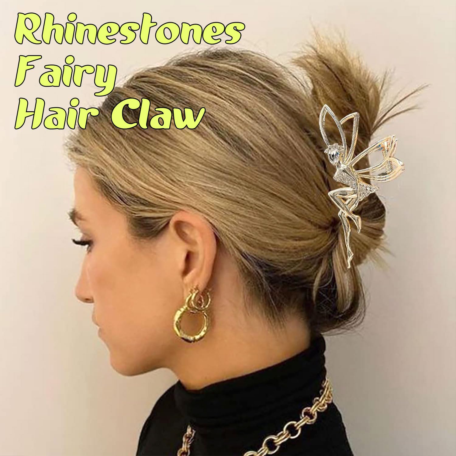 Gold Fairy Rhinestone Hair Claw Hair Accessory Amazon.com : Metal Rhinestone Hair Clips for Girls - Fairy  main image 2