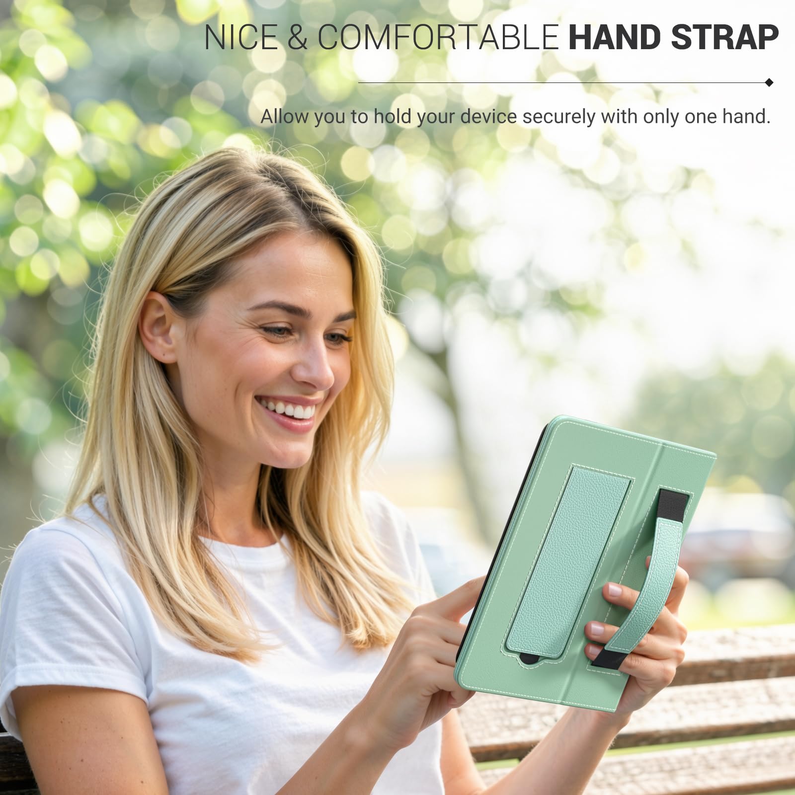 MoKo Universale Custodia per 6 Pollici Kindle eReader, Custodia Leggera Folio con Cinghia e Cavalletto, Verde Tequila Litchi