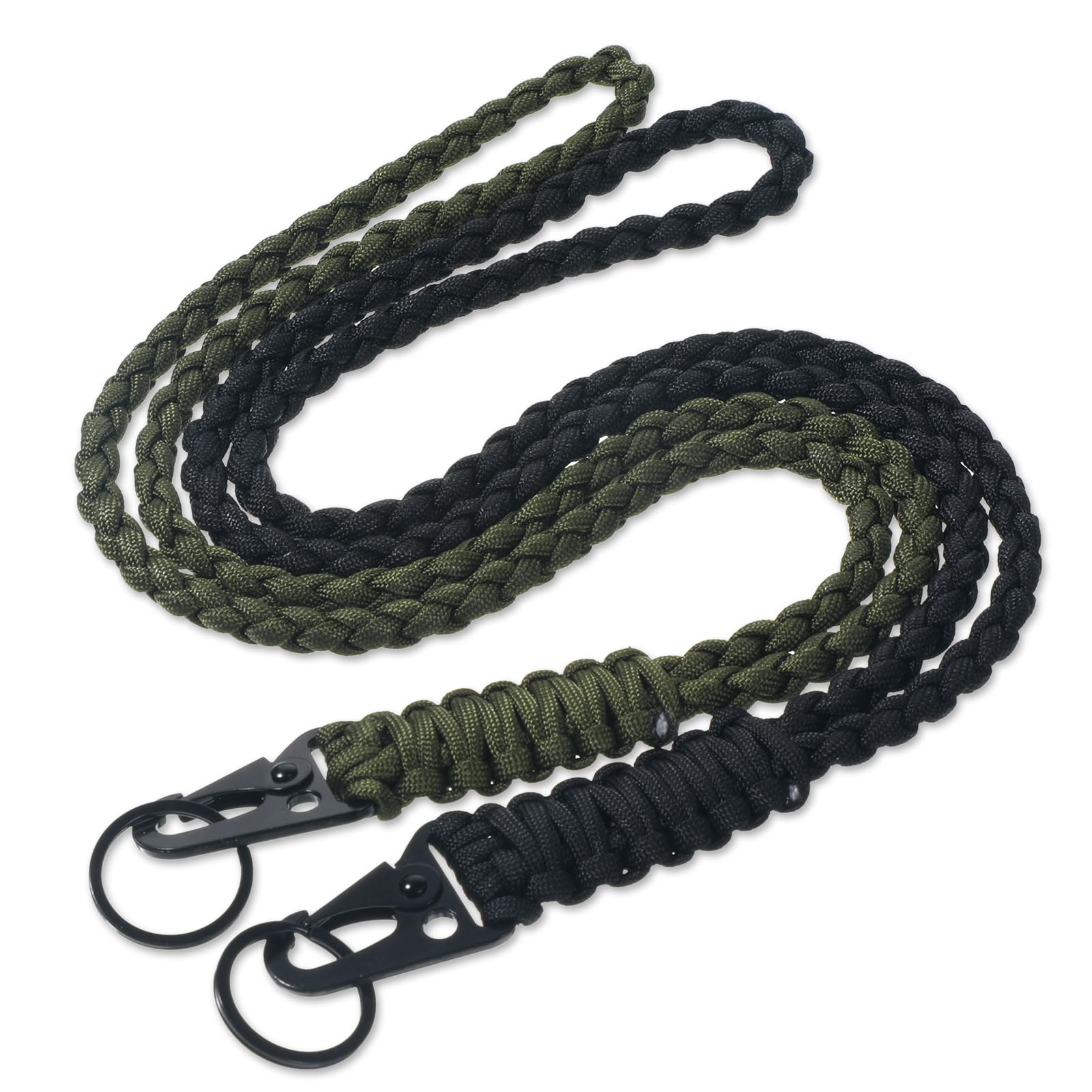 2 Pcs Paracord Lanyard, Braided Neck Strap Lanyard for Men Women Outdoor Activities Heavy Duty Lanyards with Clips for ID Card Badge Holder Camera Wallet Keys Phone