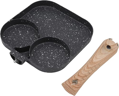 Sartén antiadherente para huevos, sartén de desayuno 3 en 1, sartén dividida antiadherente, sartén para tortitas de 3 secciones, sartén dividida