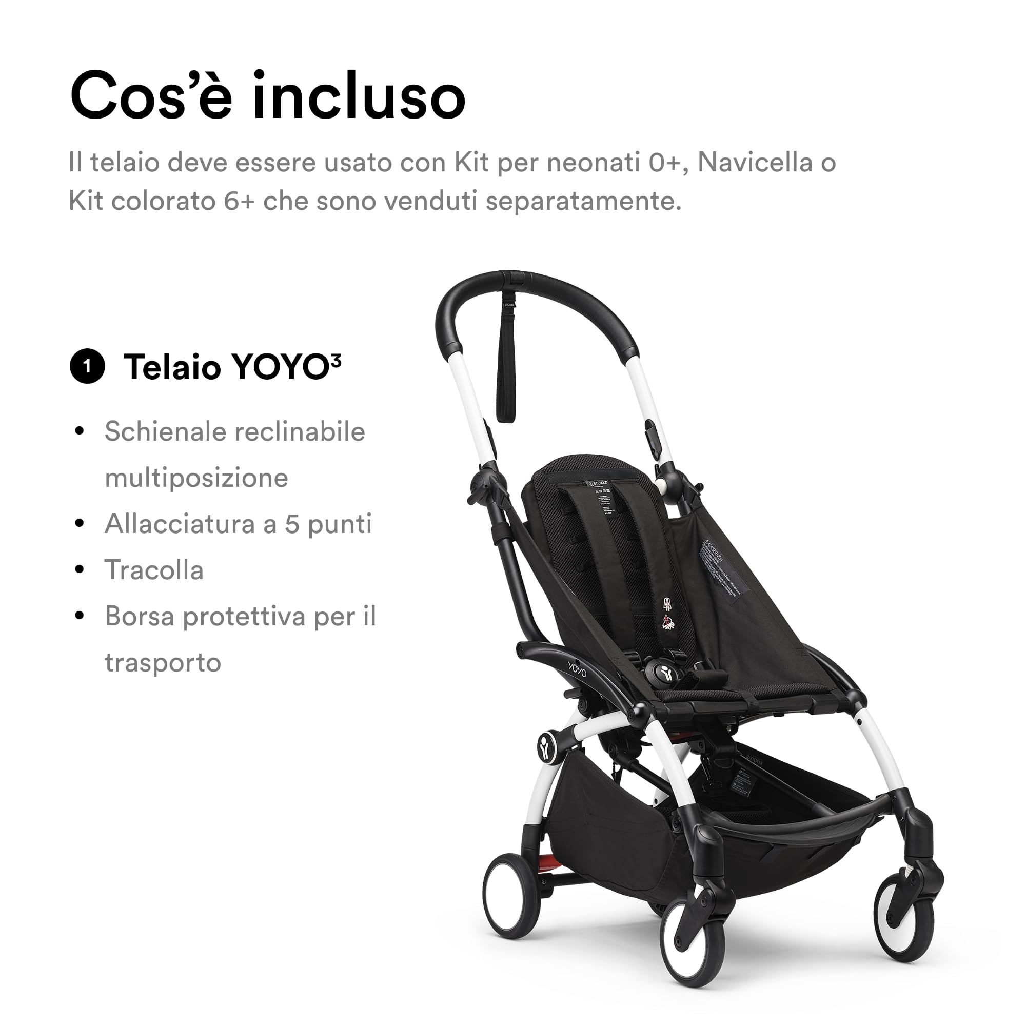 Stokke YOYO3 - Telaio per passeggino compatto, colore: Bianco