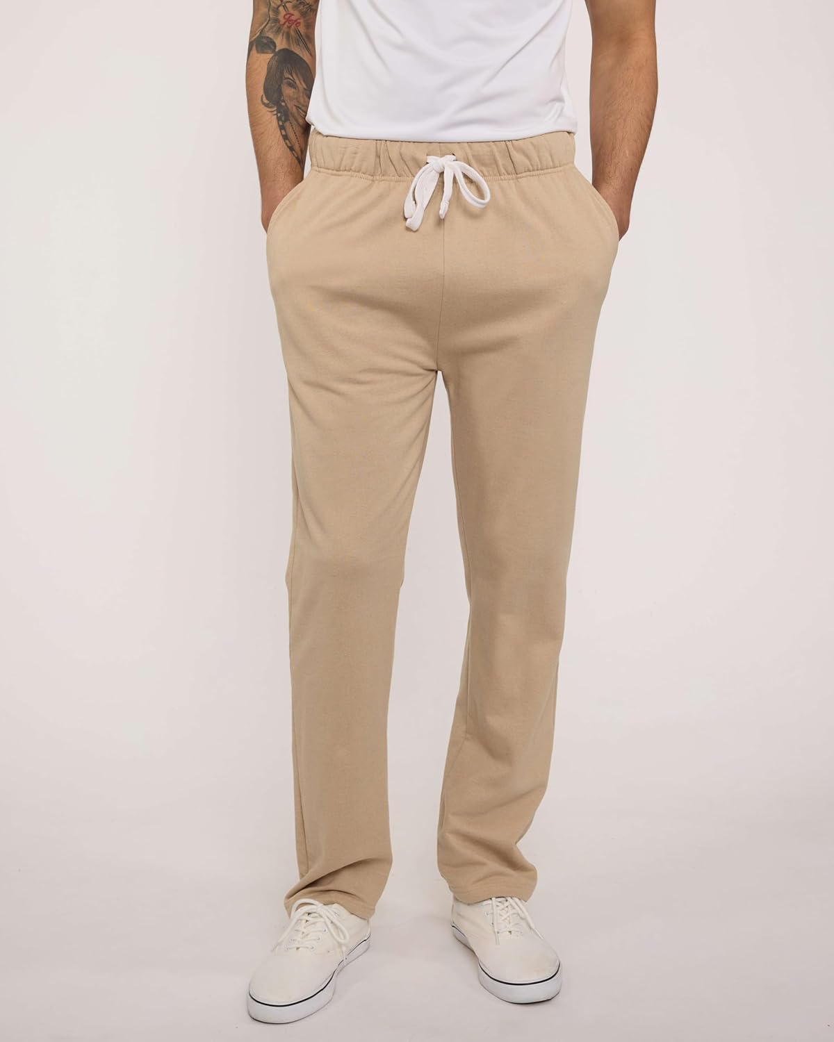 Real Essentials 3 Pack: Men's Tech Fleece Athletic Casual Open Bottom Sweatpants with Pockets (Available in Big & Tall) - Image 2