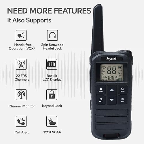 Miniatura 2 de Walkie Talkies de largo alcance para adultos con alerta meteorológica NOAA Walkie Talkies portátiles recargables 22 radios FRS bidireccionales Negro