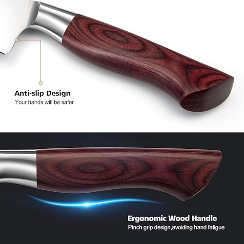 Miniatura 5 de HOSHANHO Juego de cuchillos de cocina con bloque de 18 piezas, juego de cuchillos de chef de acero inoxidable de carbono alto súper afilados, juego