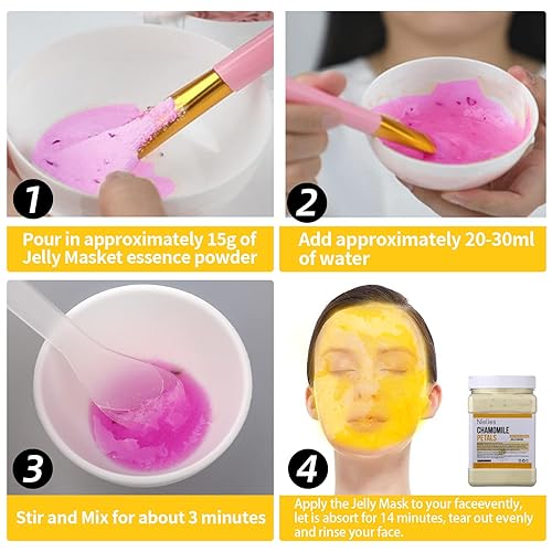Miniatura 9 de Máscara de gelatina de pétalos de manzanilla turemica, antienvejecimiento, hidratante, cuidado de la piel de la cara, despegable, vegano,