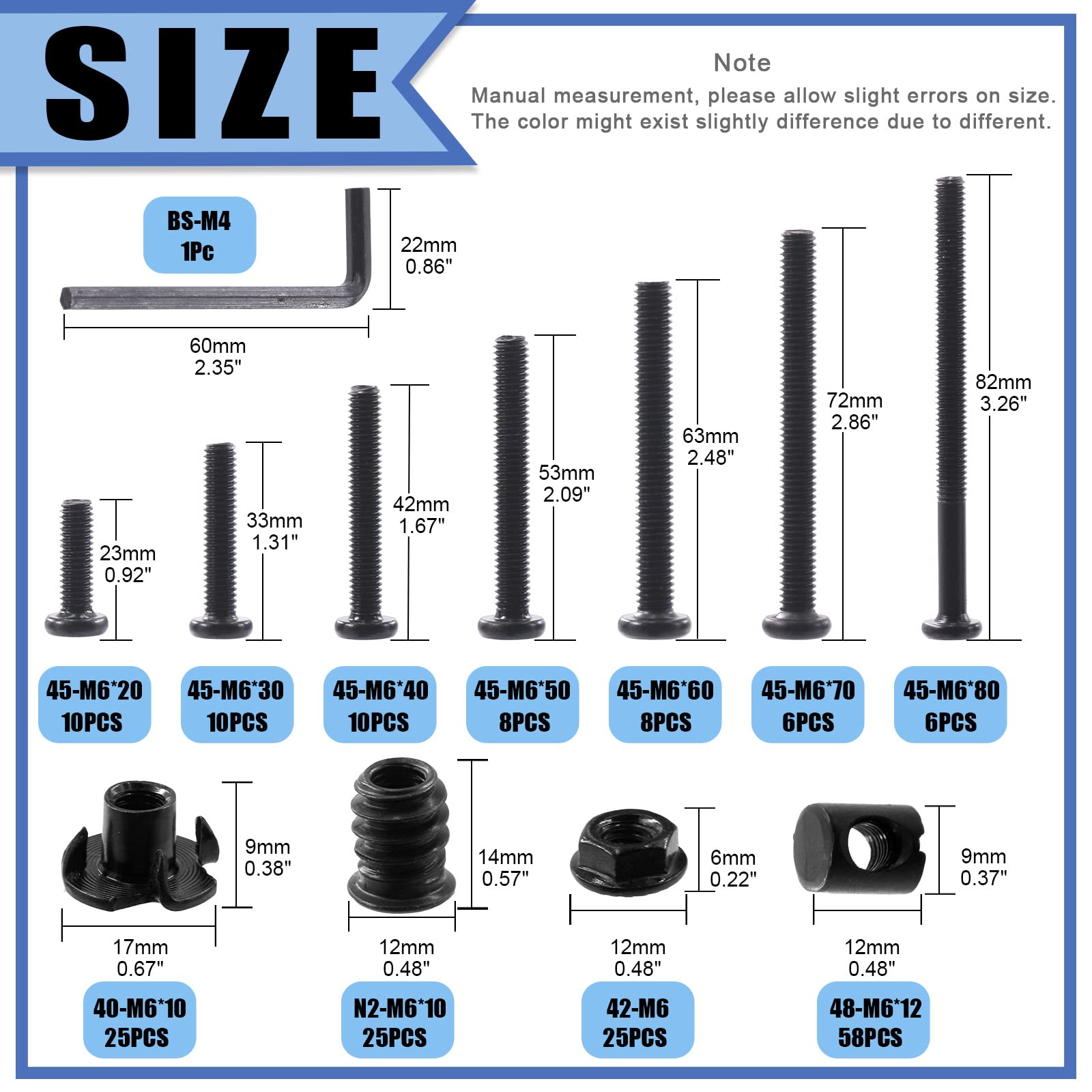UXSO  Baby Bed Screws Bolts Kit,Hex Drive Socket Cap Bolts Barrel Nuts Assortment Kitfor Crib Chairsm6 100pcs I4718403183 - View #9