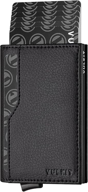 VULKIT Card Holder Wallet with Double ID Windows RFID Blocking Pop Up Wallet Minimalist Design for 12 Cards