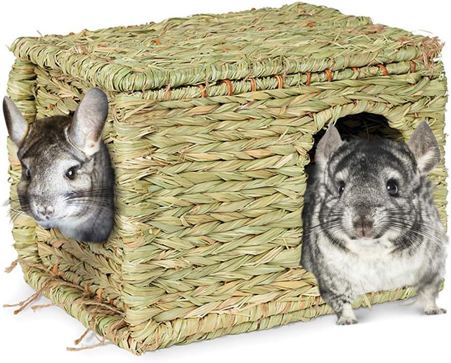 Meric Chinchilla Grass House, Woven Straw Hut for Sleeping and Playing, Stackable and Portable, Provides Comfort to Small Animals,…