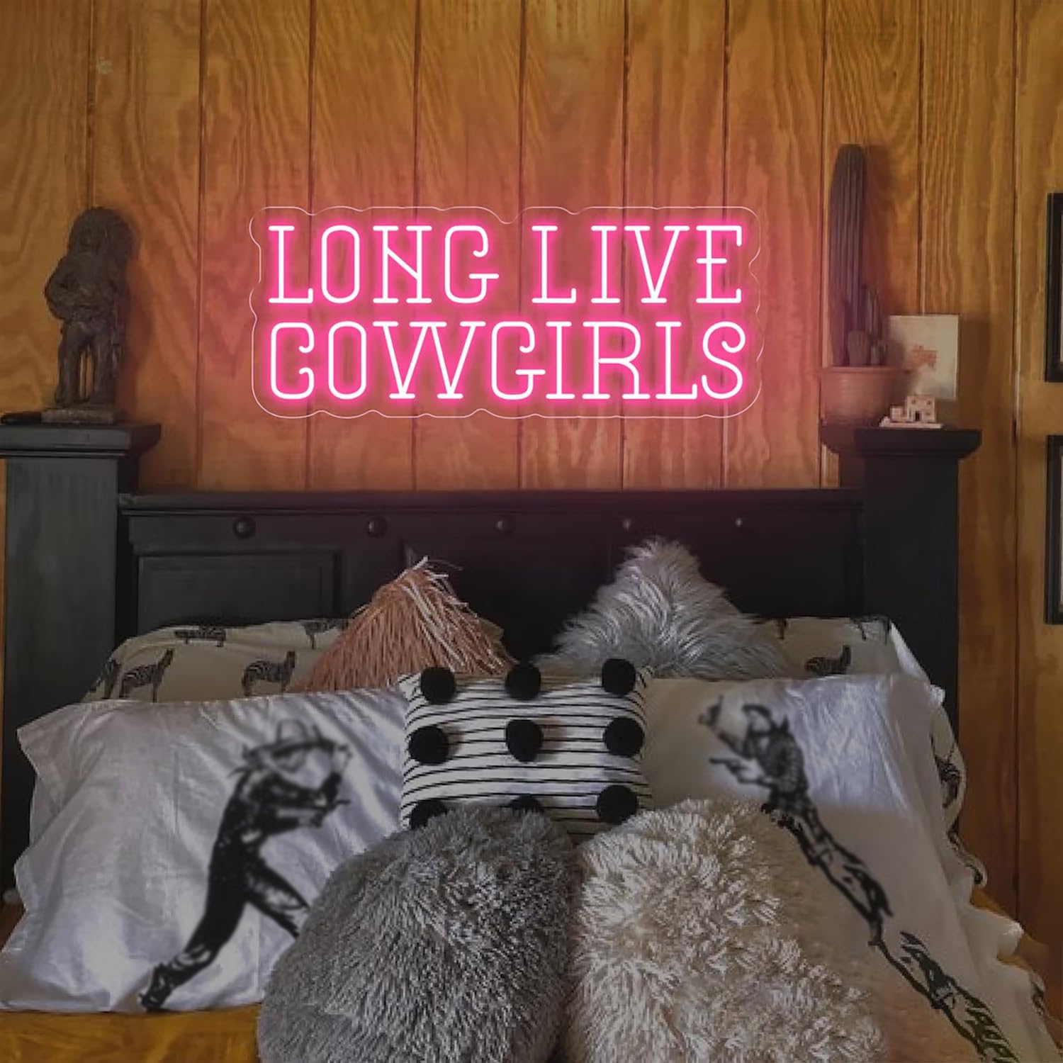 Long Live Cowgirls Neon Sign LED Neon Light for Wall Decor, Custom Cowgirl Lover Gift, Cowgirls led light,Western Cowboy Party Decor,Cowgirl Wall Art,Ranch wall Decor.(25inch) (Pink)