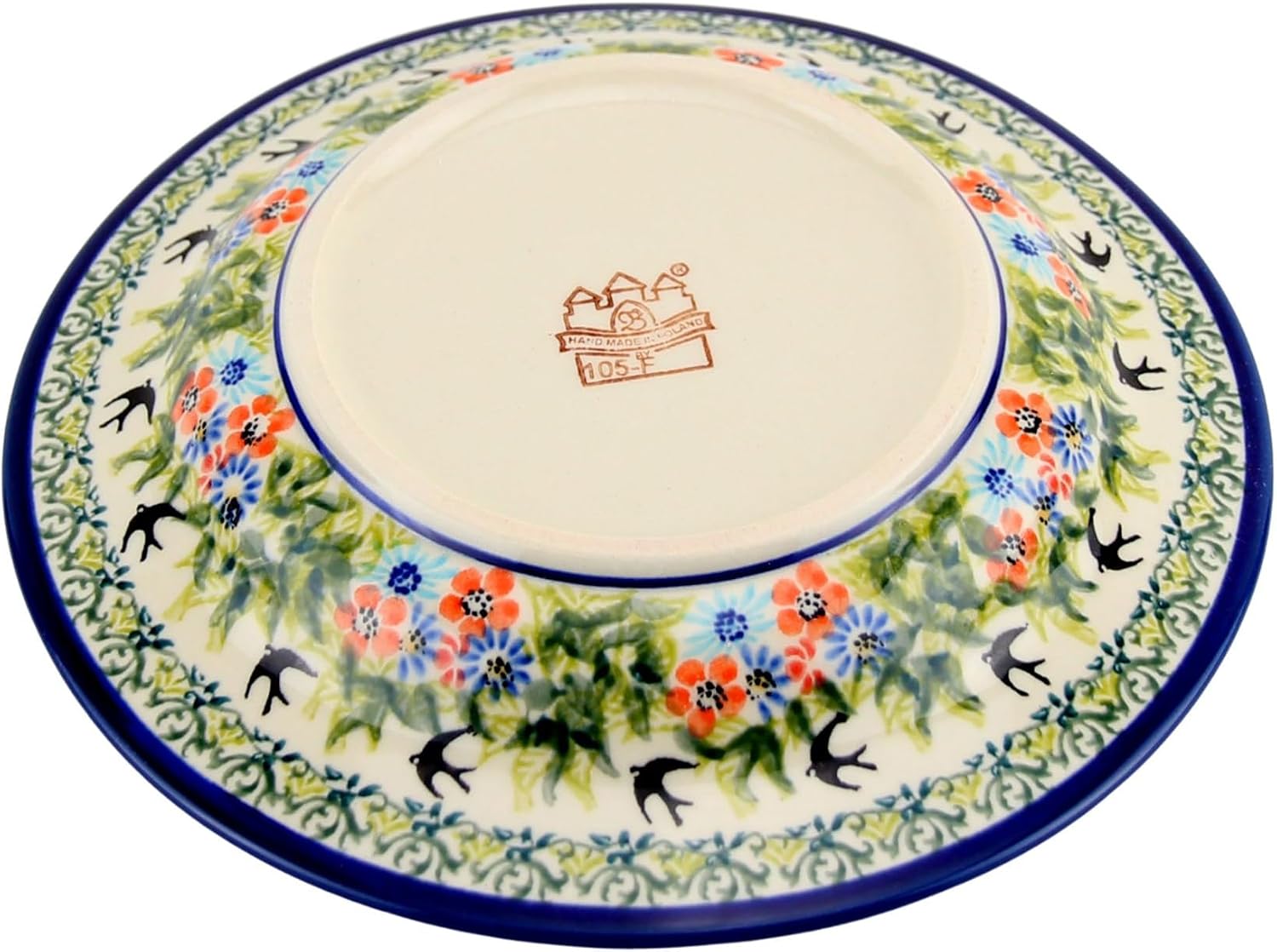 Polish Pottery Market 9.5” Diameter Soup Bowl, Pasta Plate, Handcrafted by Zaklady Ceramiczne Boleslawiec Poland, Polish Stoneware Bowls, Kitchen Dishes for Dinner.