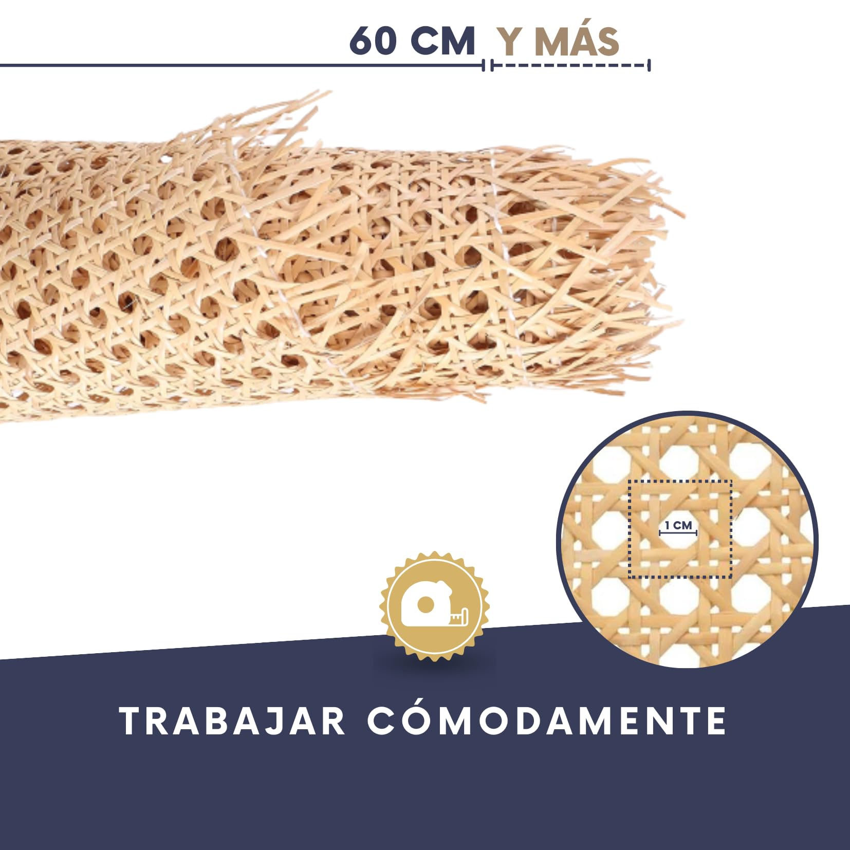 Rollo de caña de ratán Natural 60 CMx1 M Creaciones y Restauraciones de Muebles con Elegancia
