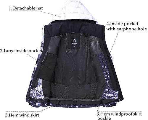 Miniatura 3 de GSOU SNOW - Traje de esquí para mujer, chaquetas de esquí. Chaqueta de snowboard. Abrigo de esquí.