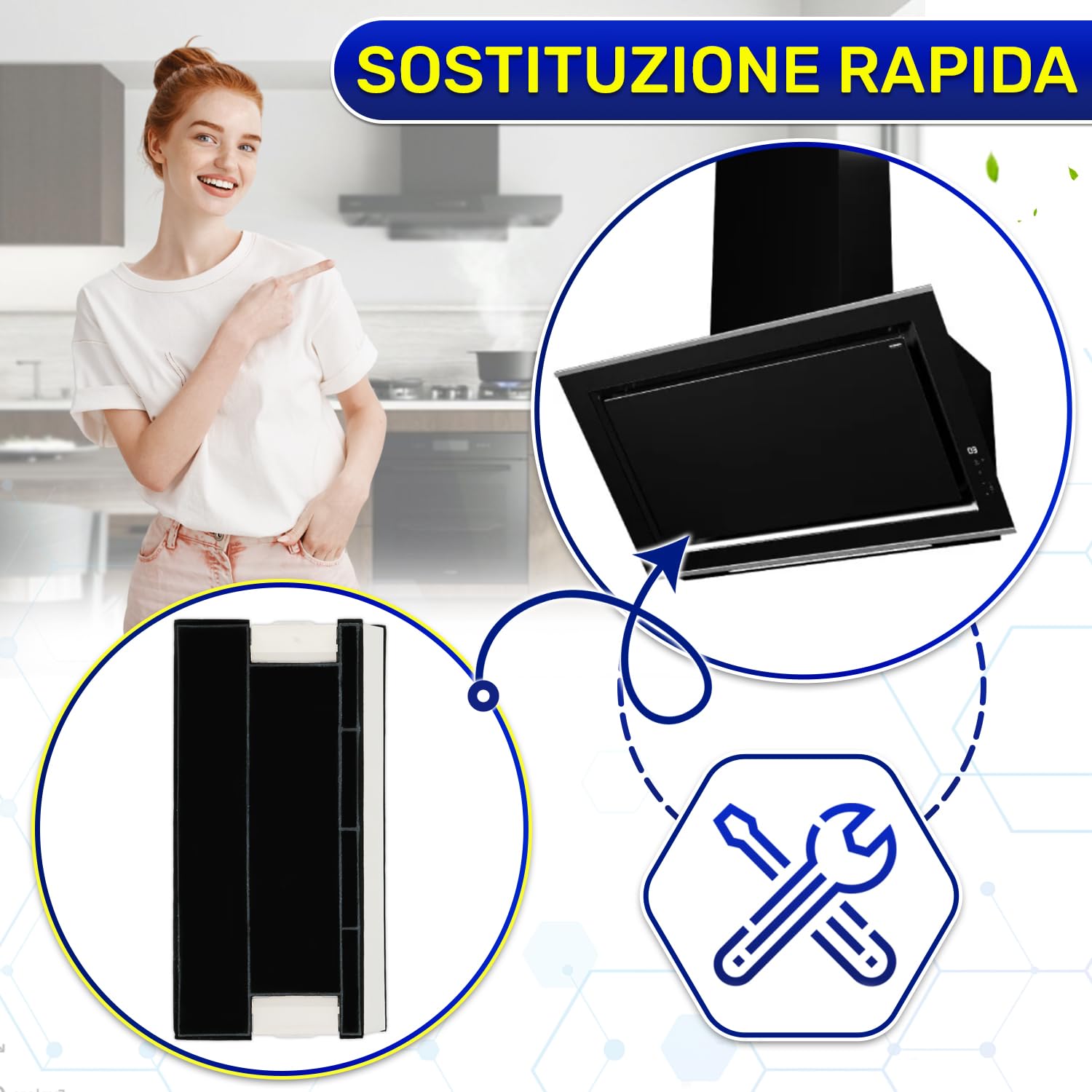 2x Filtro Carbone Attivo Cappa Aspirante Cucina 380x195x27mm per Bosch