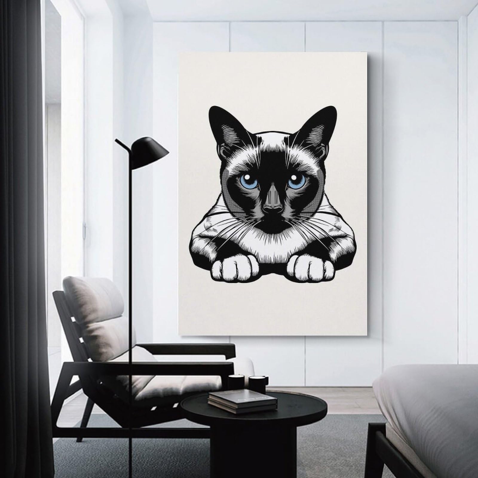 Junmoney Decorative Canvas Print Siamese Cat, 24x36inch(60x90cm), for Entrance Walls, Hall Decor Or Foyers, A Stylish Accent for Home Entrances
