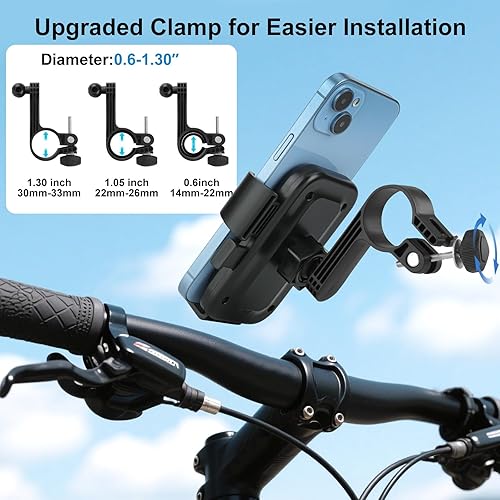 Miniatura 6 de Kairiyard Soporte de teléfono para motocicleta, 1s con bloqueo automático para teléfono, manillar de bicicleta, soporte de teléfono celular