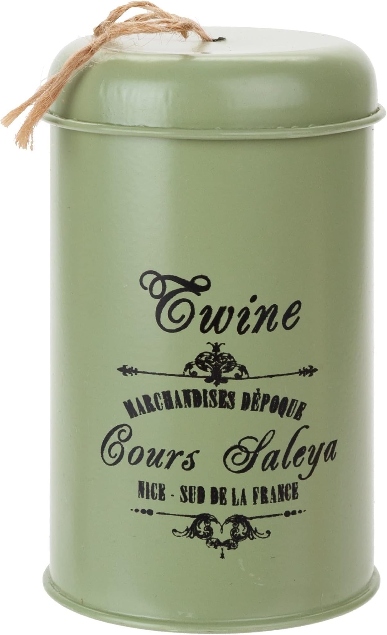 PMS VFM - Garden String Twine Tin, Vintage Design, French Aesthetics, Cottagecore, Gardening Gifts, Jute String, Gardening Accessories, 100 Metres (Green)