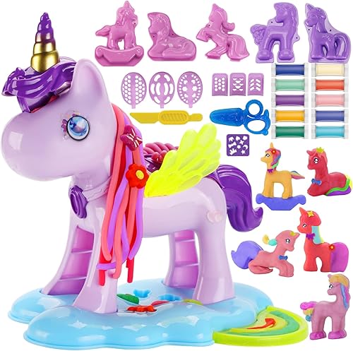 Juegos de masa de color de unicornio para niños de 4 a 5 años, 30 piezas de herramientas de masa de color para niños a partir de 3 años, juguetes de