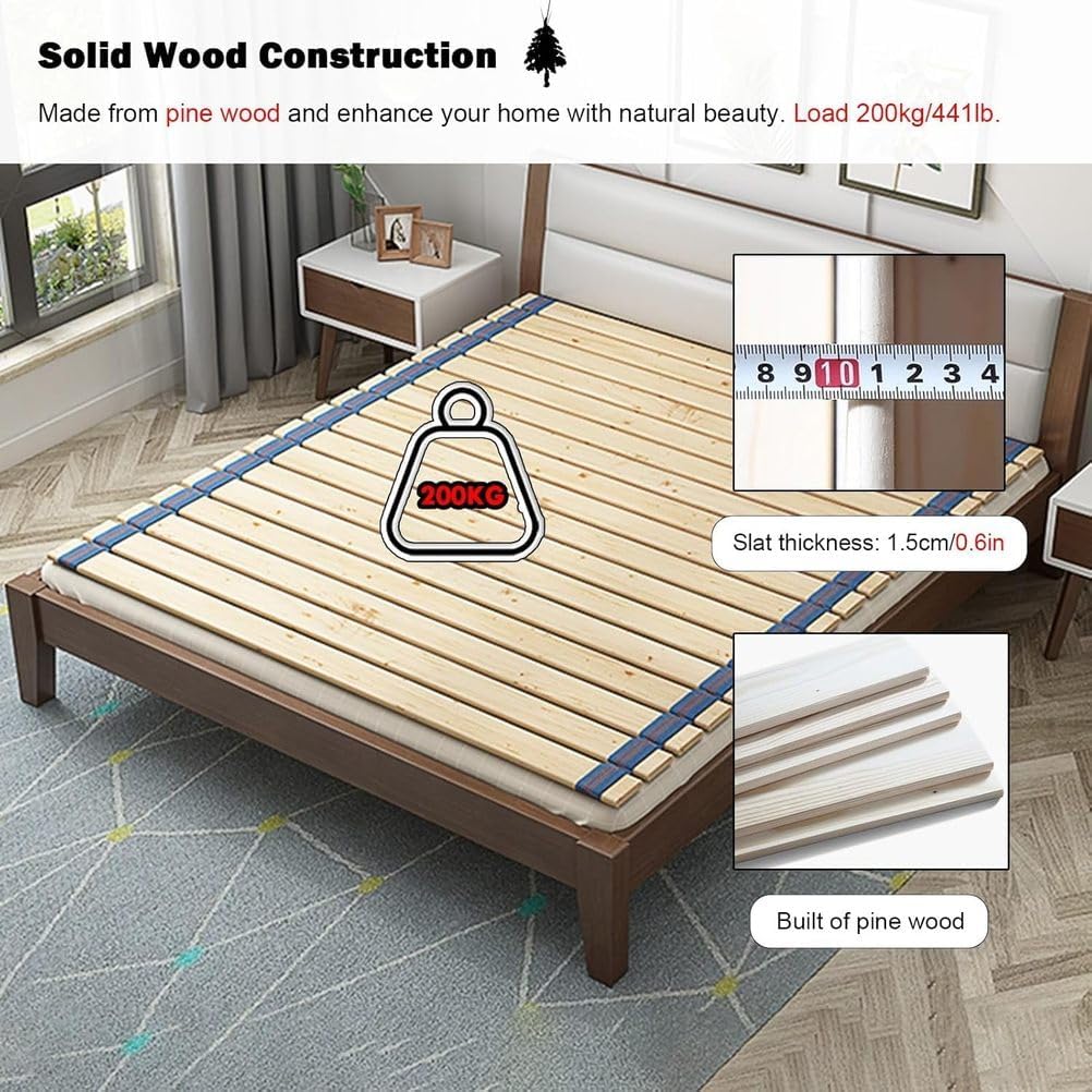 Bed Support Slats, Heavy Duty Solid Bed Slats,Queen Size Roll-Up Slats,Sofa Cushion Support for Wooden Mattress Frame and Platform,Box Spring Or Slat Replacement,W70xl190cm(27.56x74.8in)