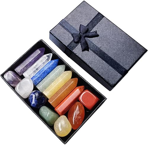 Miniatura 2 de Juego de 14 pulseras y cristales curativos de chakras Incluye 7 puntas de varitas de cristal 7 piedras de cristal y 1 pulsera de cristal de flourita